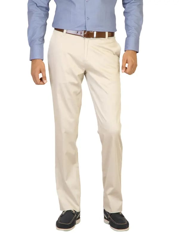 Belmonte Men Solid Cream Trousers