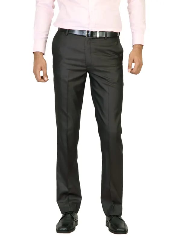 Belmonte Men Solid Black Woven Trousers