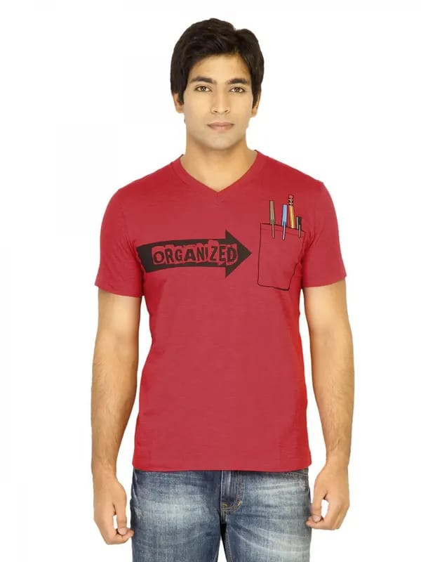 United Colors of Benetton Men Printed Red Tshirts