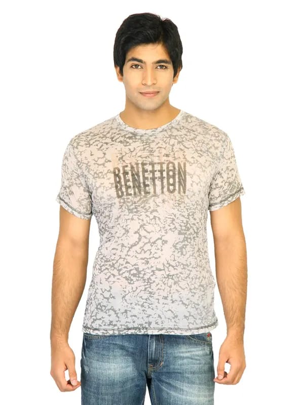 United Colors of Benetton Men Printed White Tshirts