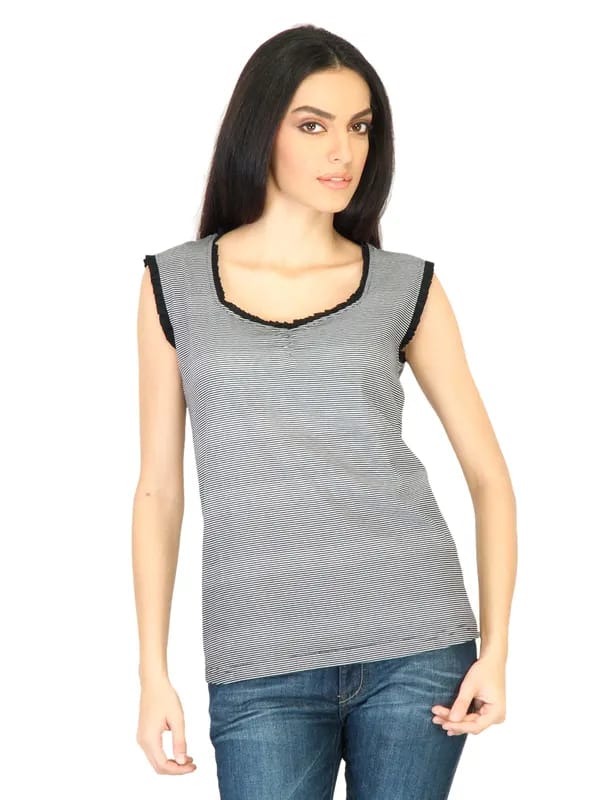 Jealous 21 Women Stripes Black Tops