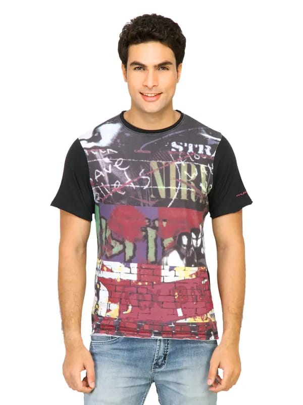 Probase Men Punk Black Tshirts