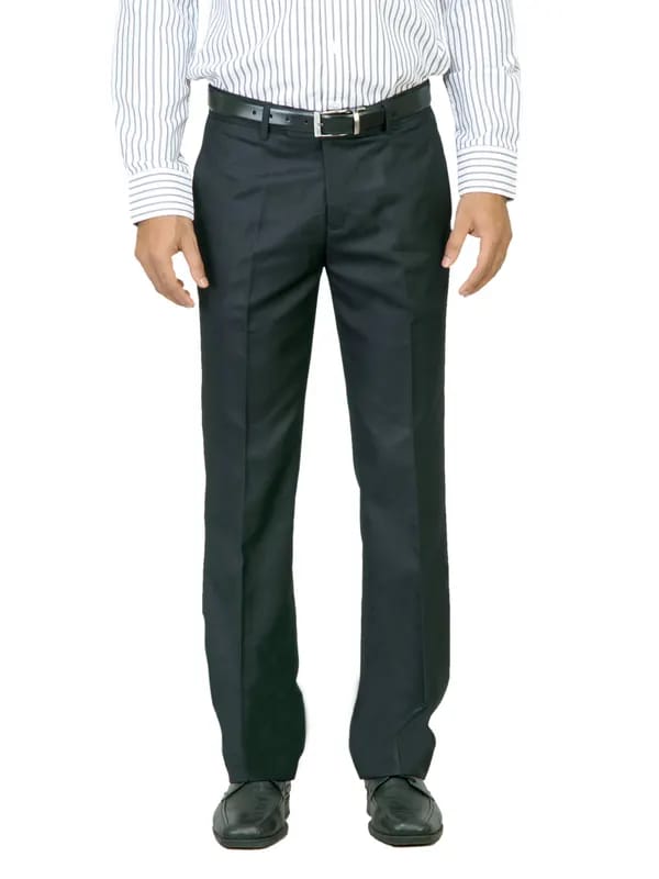 Genesis Men Solid Navy Blue Trousers