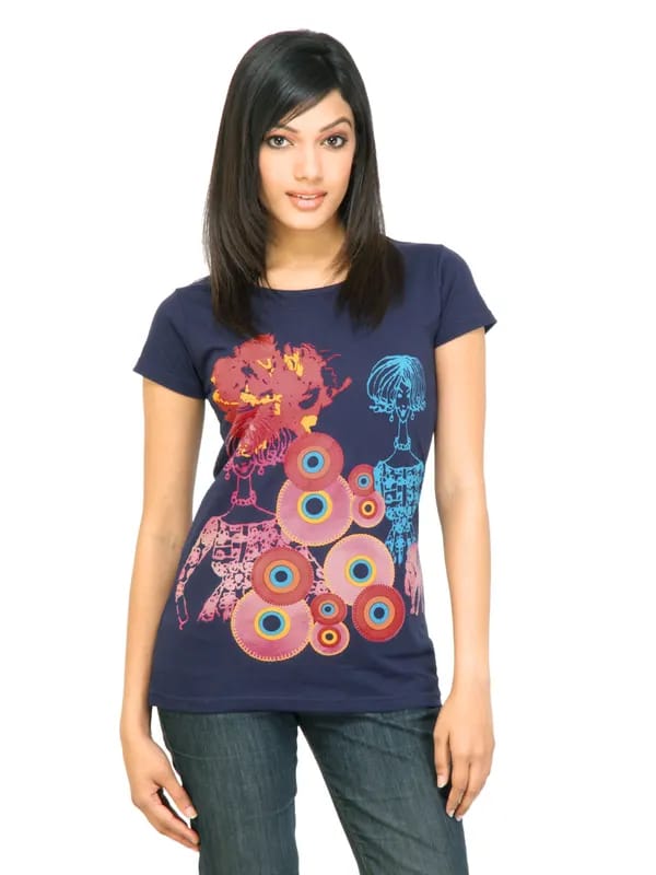 Jealous 21 Women Casual Top Navy Blue Tops