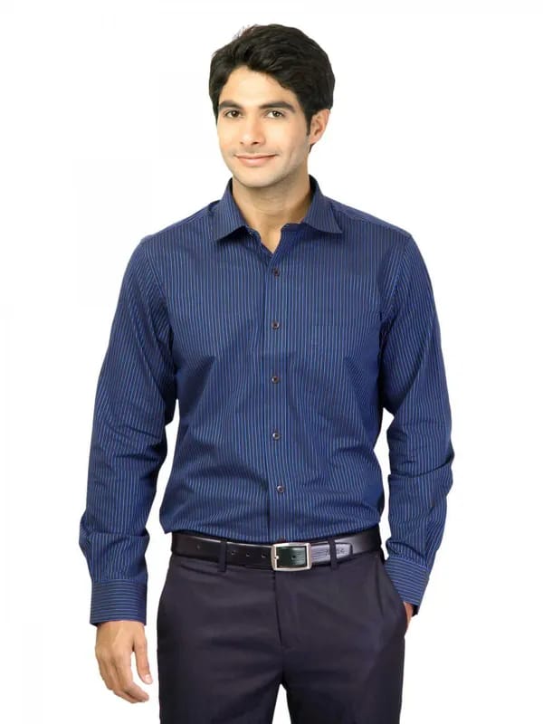 Arrow Men Blue Striped Shirt