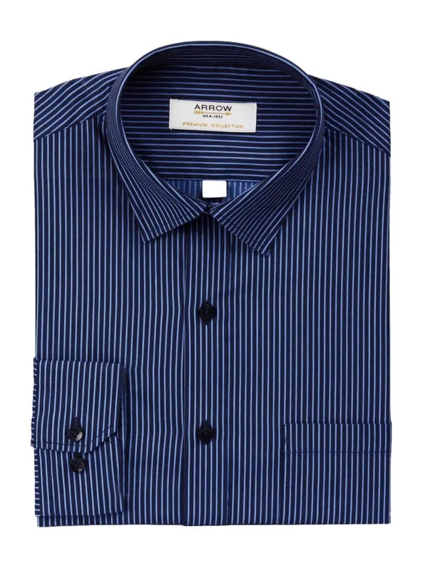 Arrow Men Stripes Navy Blue Slim Fit Shirt