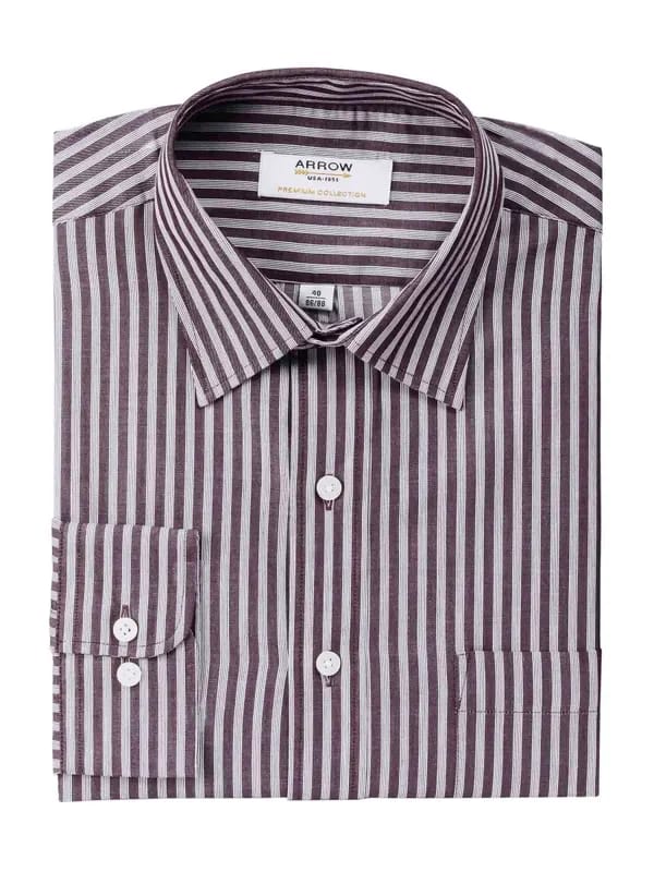 Arrow Men Stripes Purple Shirts