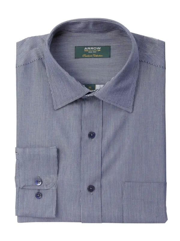 Arrow Men Stripes Navy Blue Shirts