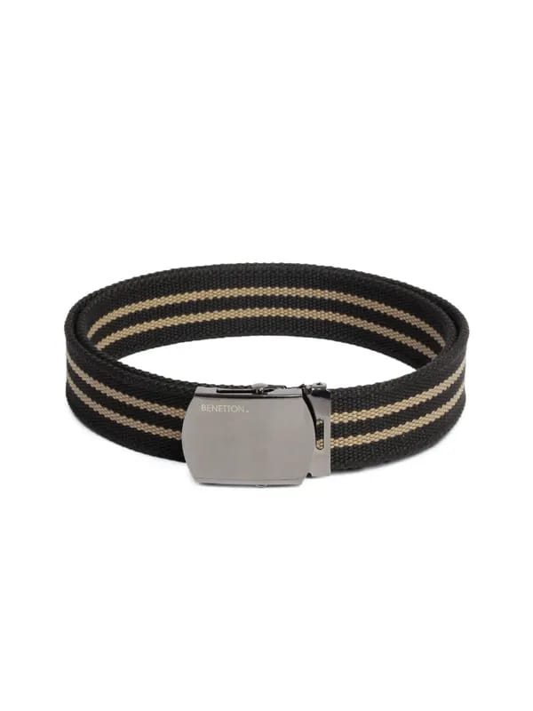 United Colors of Benetton Men Stripes Black Belt