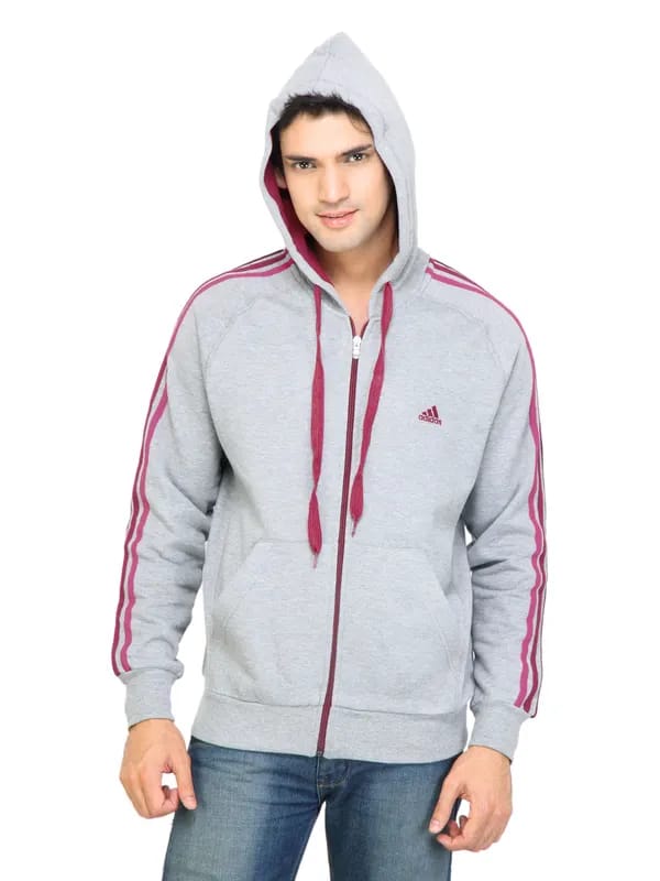 ADIDAS Men Solid Grey Sweatshirts