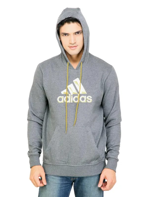 ADIDAS Men Printed Grey Sweatshirts