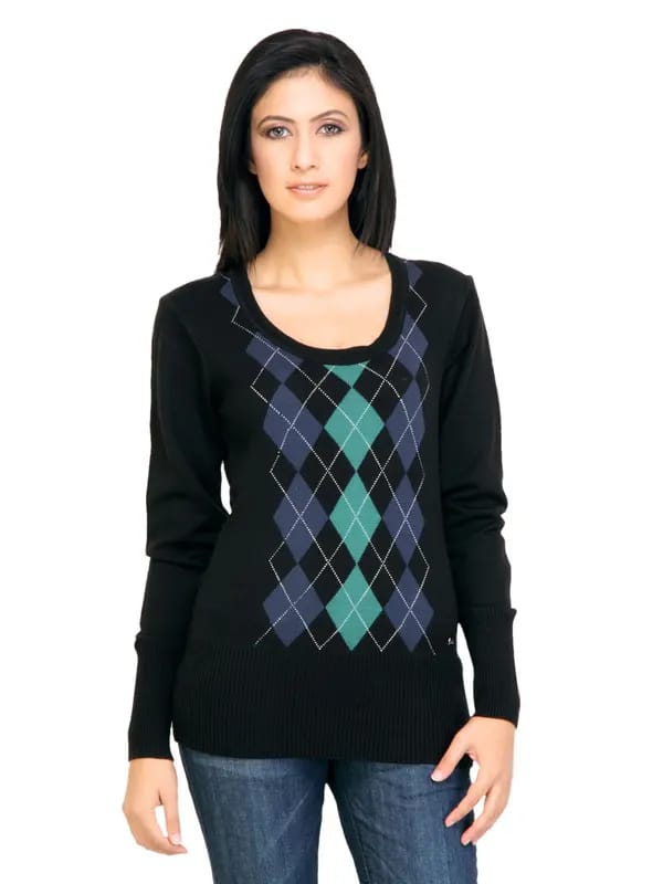 ADIDAS Women Check Black Sweaters