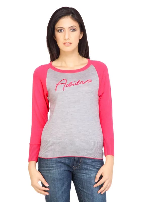 ADIDAS Women Solid Grey Sweaters