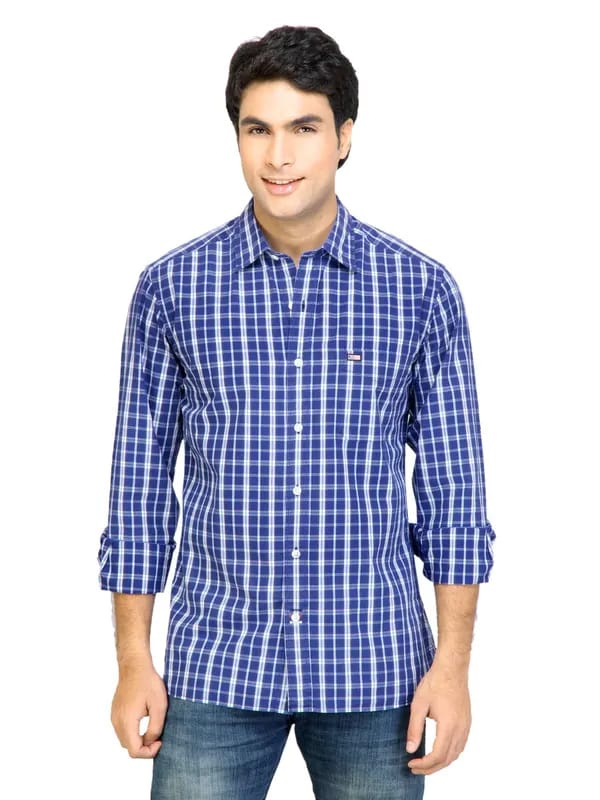 Arrow Sport Men Check Blue Slim Fit Shirt