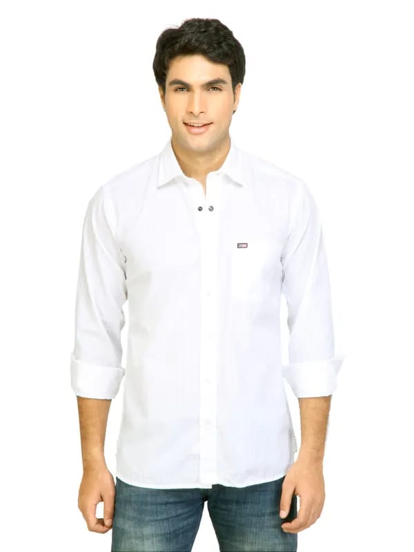 Arrow Sport Men Self-Stripes White Shirts