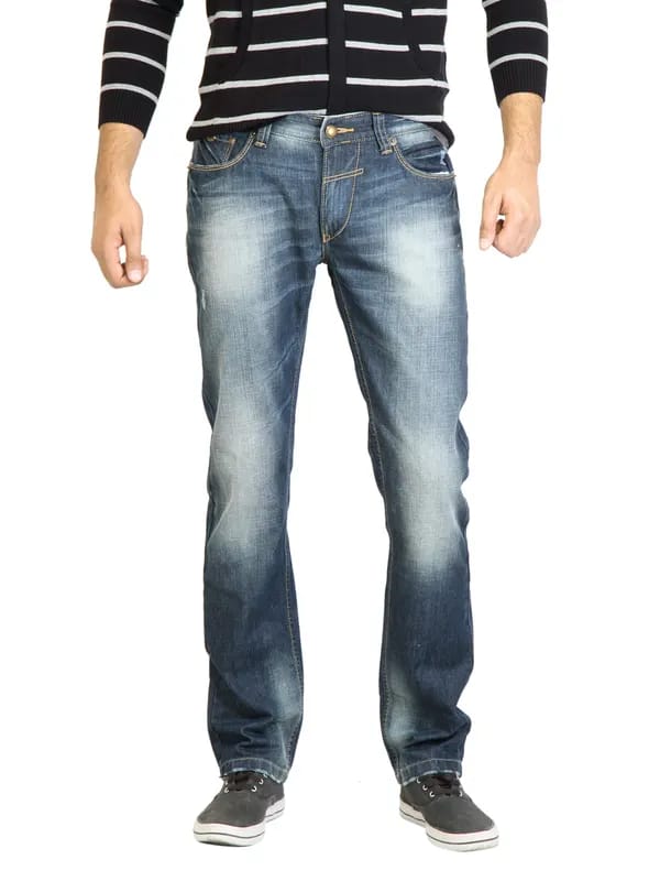 Spykar Men Washed Blue Jeans