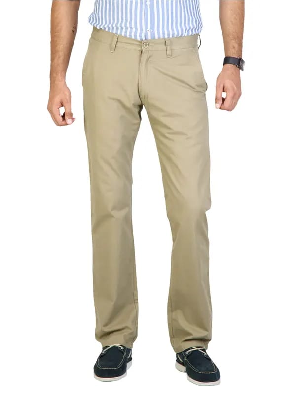 Highlander Men Classic Chinos Beige Trousers