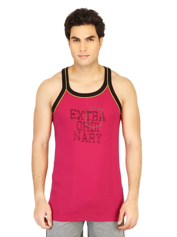 Facit Men Square Neck Red Innerwear Vest