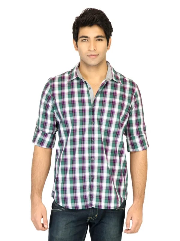 Turtle Check Men Green Shirt