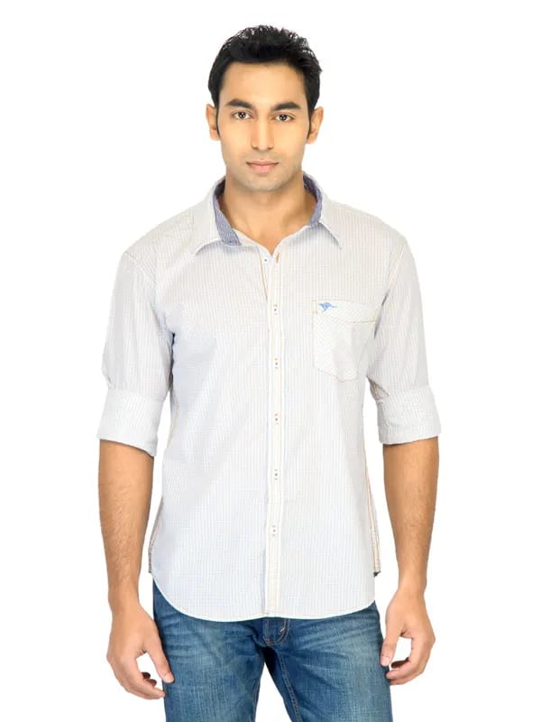 Highlander Men Check White Shirt