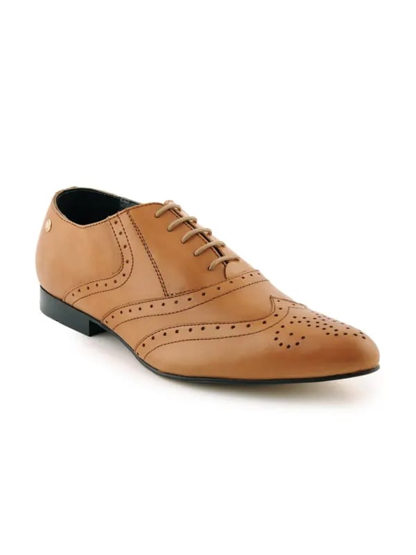 Enroute Men Leather Tan Formal Shoes