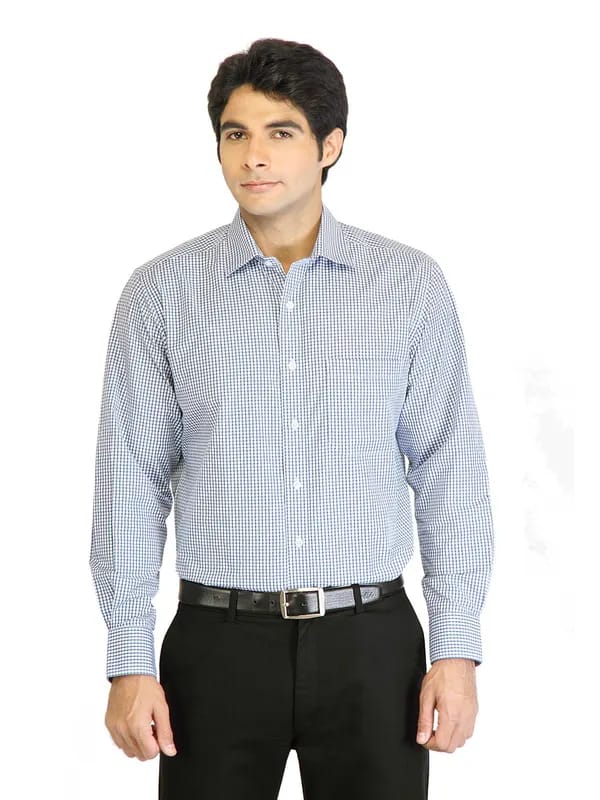 Peter England Men Check Blue Shirt