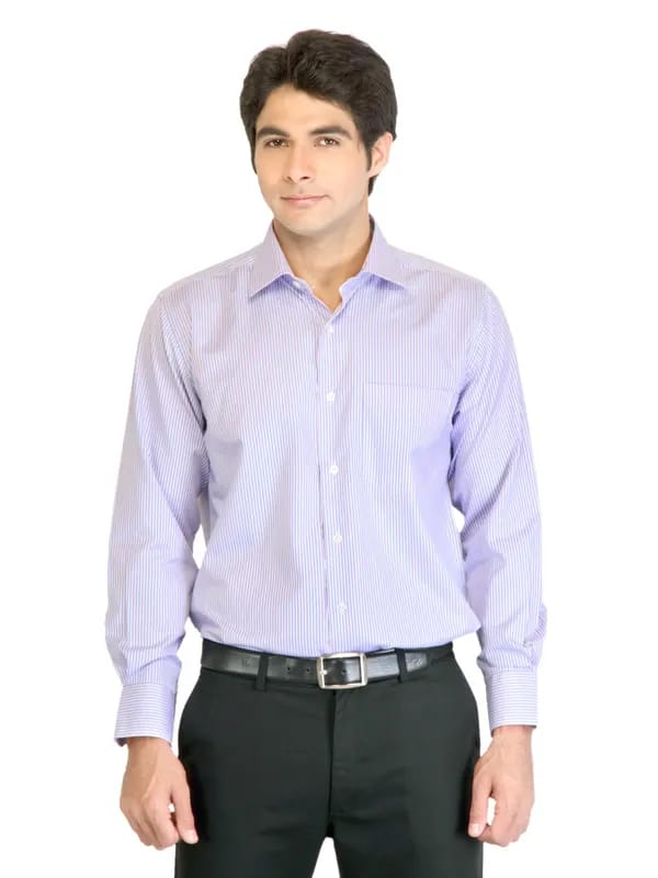 Peter England Men Stripes Blue Shirt