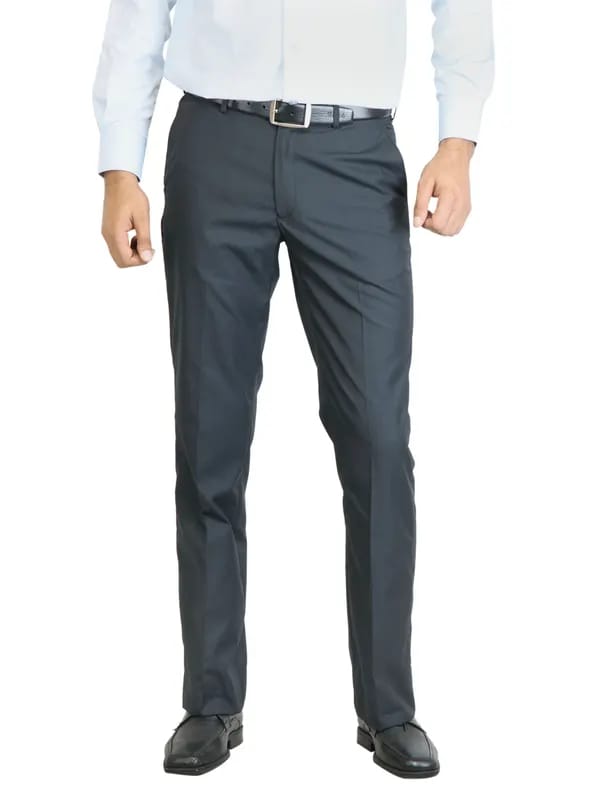Peter England Men Stripes Navy Blue Trouser