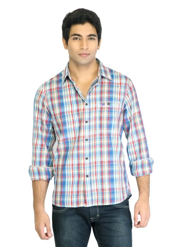 Levis Men Check Blue Shirts