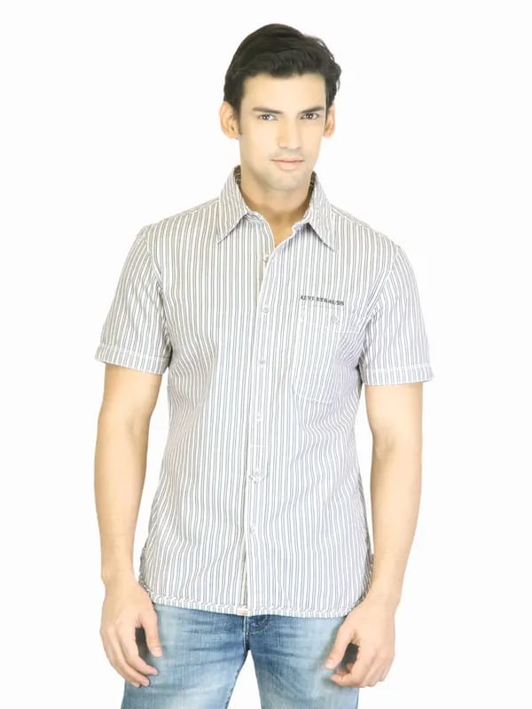 Levis Men Striped Grey Shirt