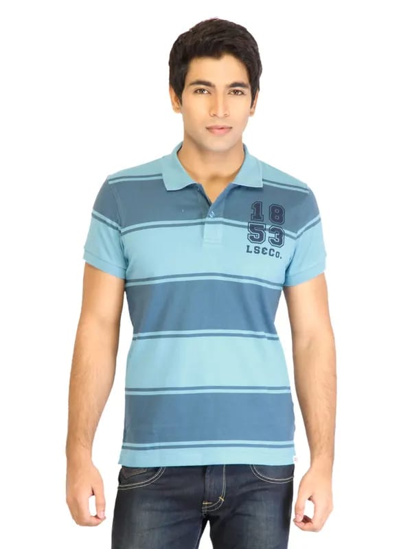 Levi's Men Stripes Blue Tshirts