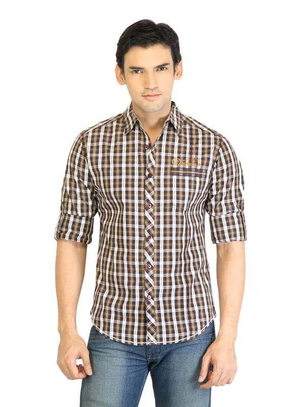 Locomotive Men Check Brown Shirt