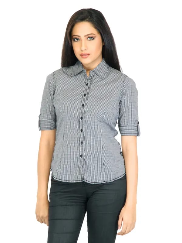 Scullers Women Check Black Shirt