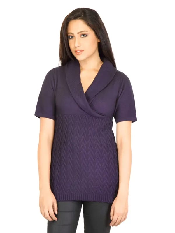 Jealous 21 Women Solid Purple Knit Top