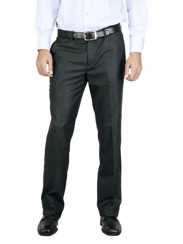 Genesis Men Solid Charcoal Trouser