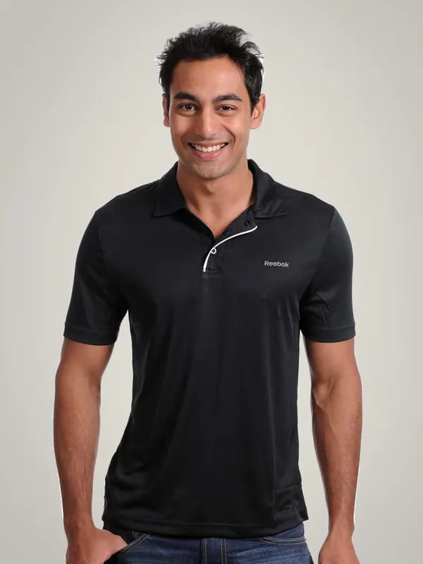 Reebok Men Black Polo T-shirt