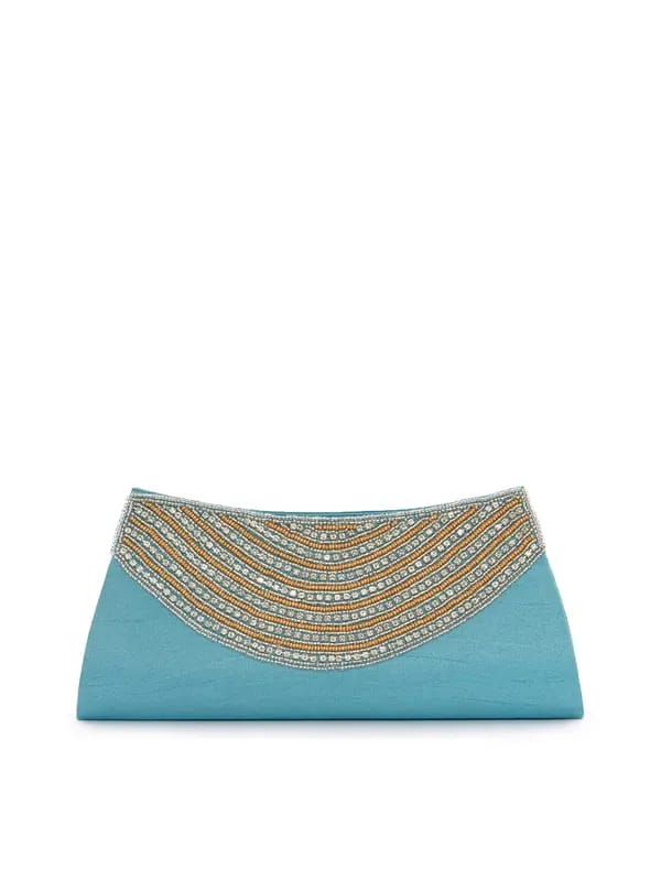 Spice Art Women Small Beads Blue Clutch