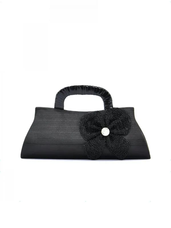 Spice Art Women Beaded Bow Black Clutch
