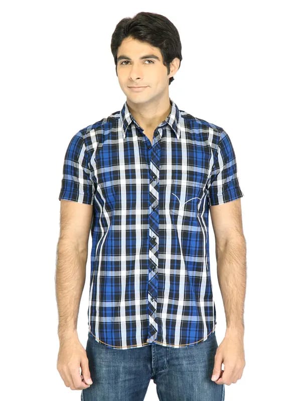 Highlander Men Check Blue Shirt