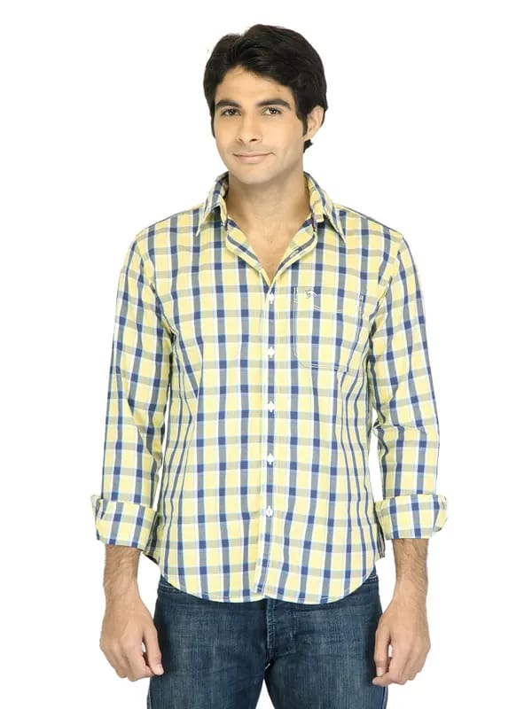 Highlander Men Check Yellow Shirt