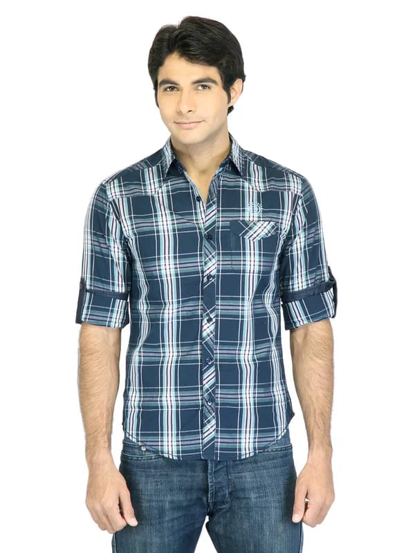 Locomotive Men Check Navy Blue Shirt