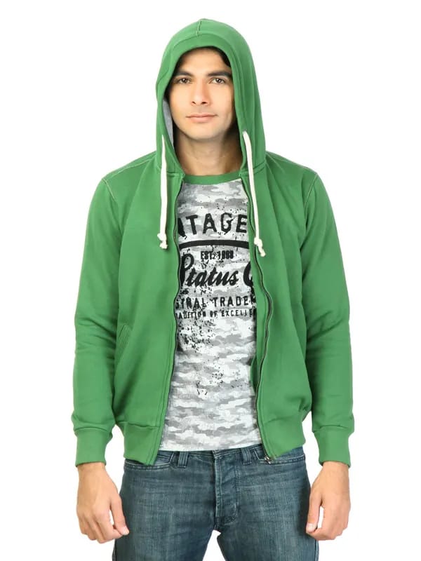 Status Quo Men Solid Green Sweatshirt