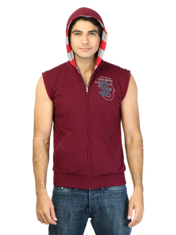 Status Quo Men Solid Maroon Sweatshirt