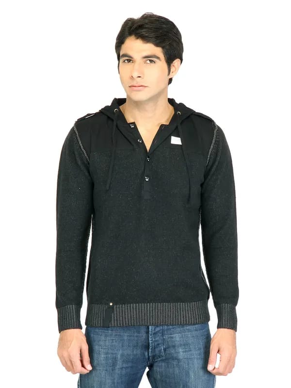Spykar Men Solid Black Sweatshirt