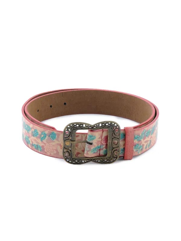 Lino Perros Women Flower Print Red Belt