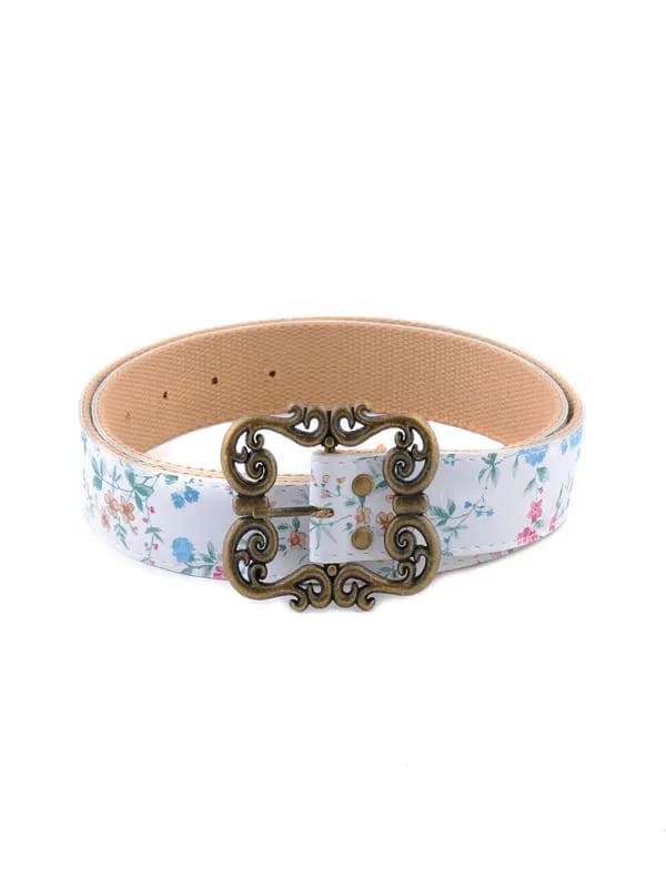 Lino Perros Women Flower Print White Belt