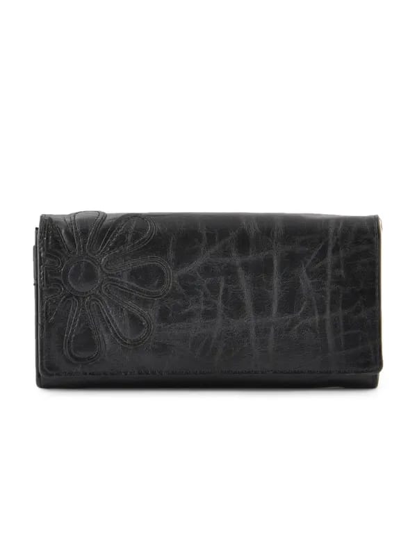 Lino Perros Women Flower Black Wallet
