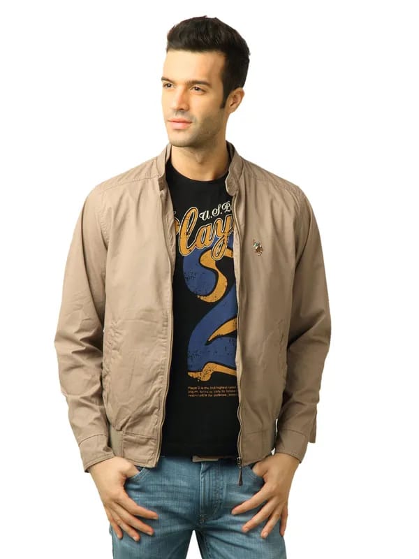 U.S. Polo Assn. Men Solid Lt.khaki Jacket