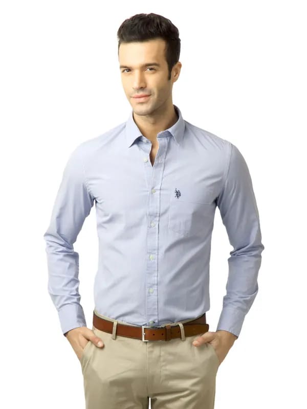 U.S. Polo Assn. Men Checks Blue Shirt