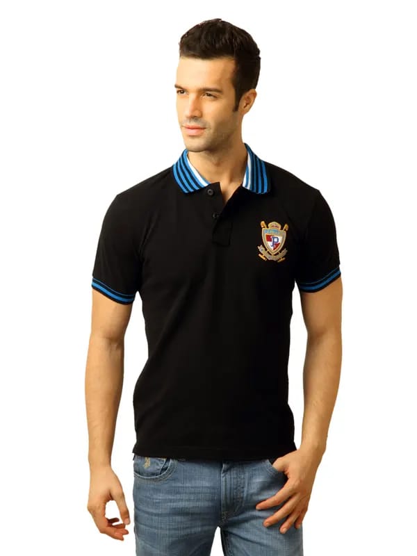 U.S. Polo Assn. Men Solid Black Polo Tshirt
